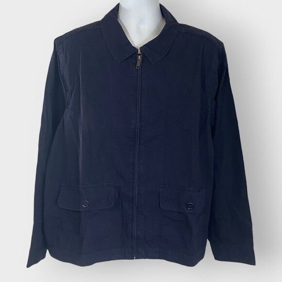 Lands End Mens Chino Jacket | XL | Navy Blue | Zip Up - Picture 1 of 11